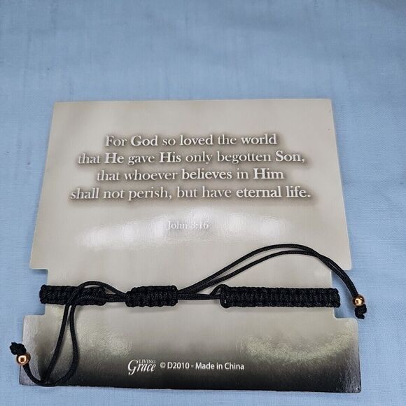 Adjustable Black Bracelet Crucifix Catholic Gift For God So Loved I Am Forgiven - Picture 2 of 5